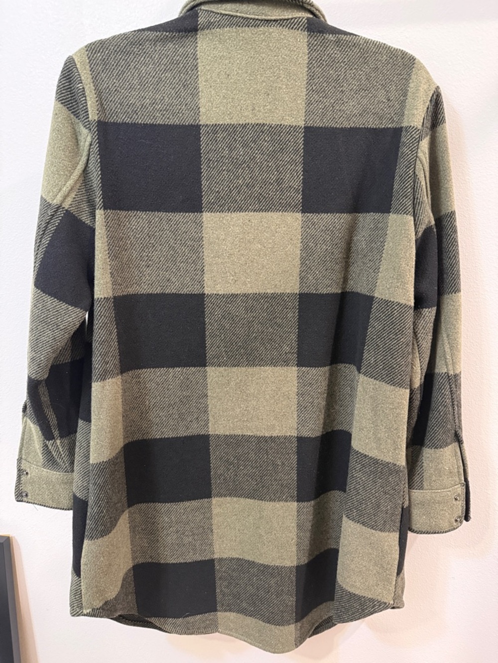 BB Dakota Olive & Black Plaid Snap-Front Pea Coat - Picture 10 of 10